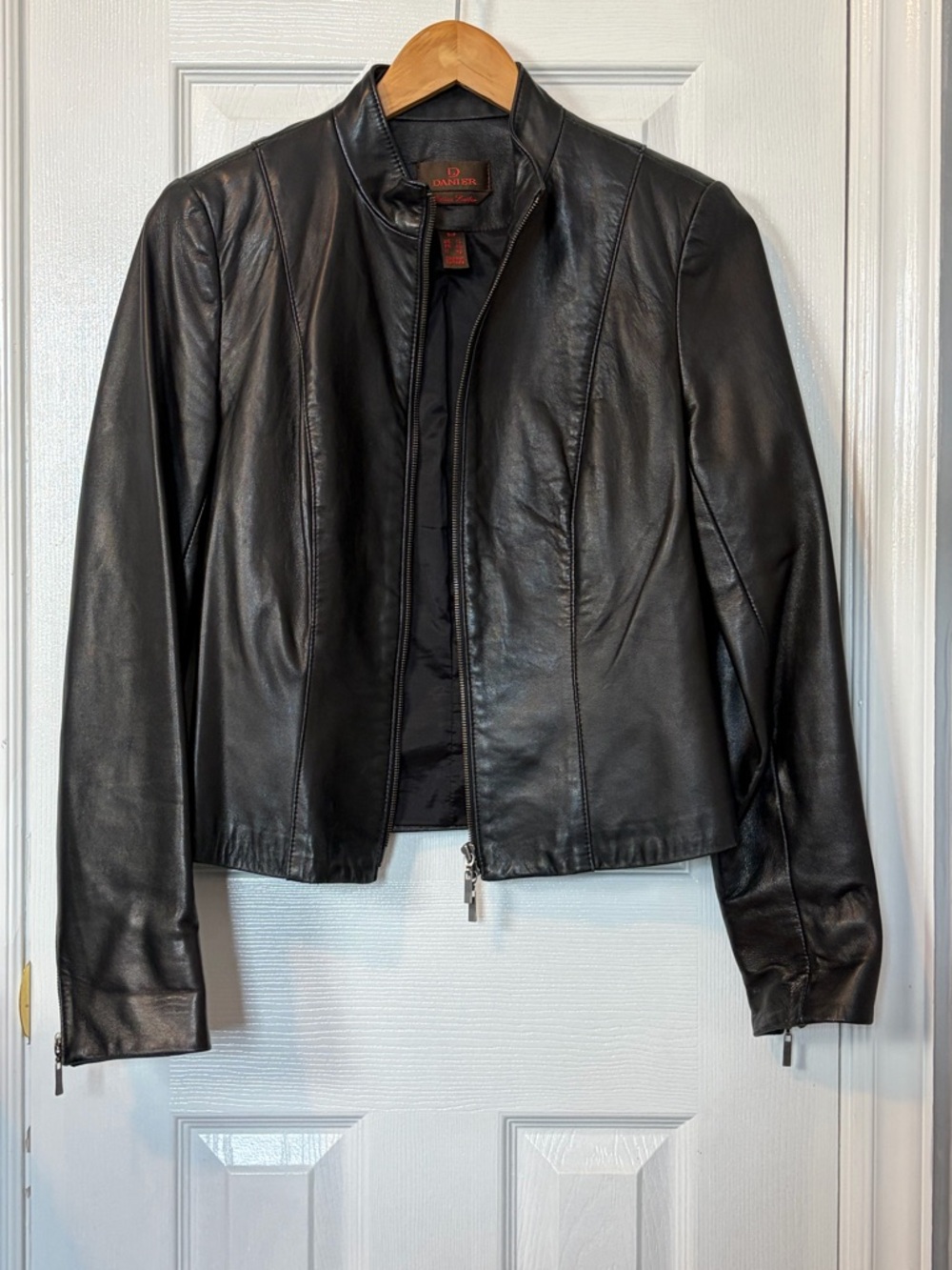 Danier Black Leather Fitted Zip Jacket - Women's